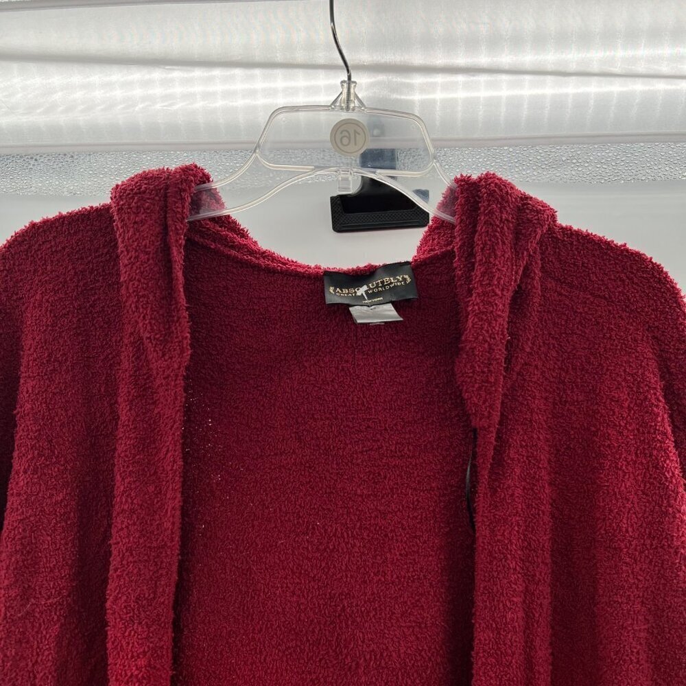 Absolutely Creative Wordwide Womens Open Front Hooded Fuzzy Cardigan Red OS - Picture 2 of 8